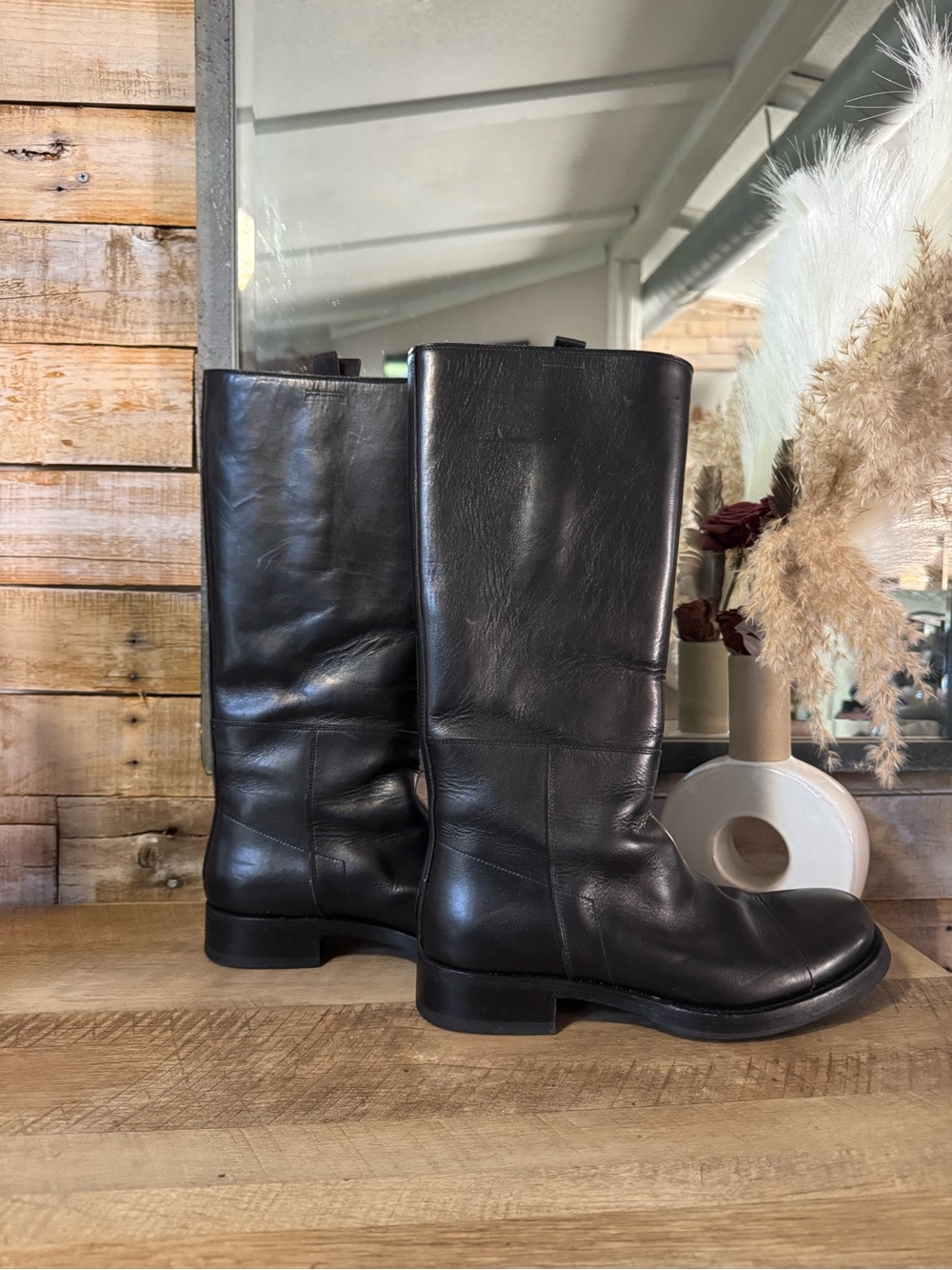 Black Prada Men’s Leather Tall Boots